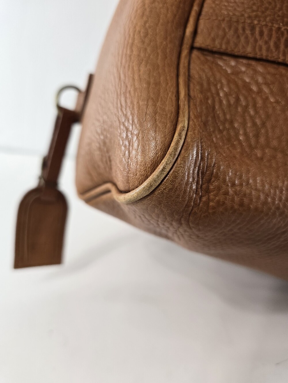 Ralph Lauren Vintage Speedy Dr Bag Pebble Saddle Tan Leather Satchel VTG 90s - Picture 11 of 16